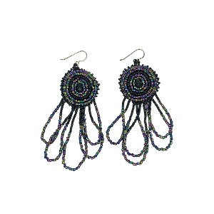 Beaded Earrings-Black Iridescent